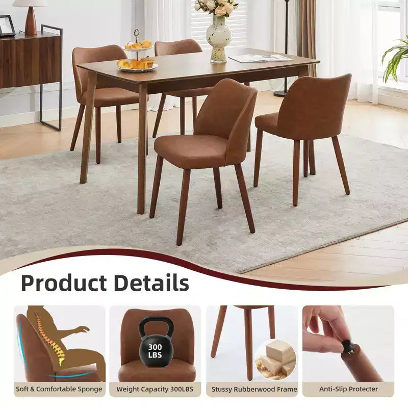 Sedie da pranzo set di 2, sedie moderne in lino per cucina con gambe in metallo, schienale alato e cuscini spessi, piedini regolabili per sala da pranzo, camera da letto, soggiorno