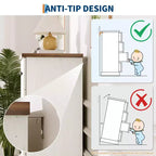 Comò alto a 5 cassetti scanalato, Cassettiera verticale in legno con maniglie in metallo, Armadietto salvaspazio per camera da letto, appartamento, camera degli ospiti