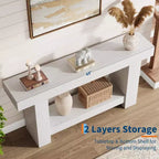 Console da Ingresso, Tavolo da Ingresso a 2 Livelli in Stile Rustico, Tavolo Lungo da Divano Accentato Dietro il Divano con Spazio di Archiviazione Aperto per Ingresso, Soggiorno, 63