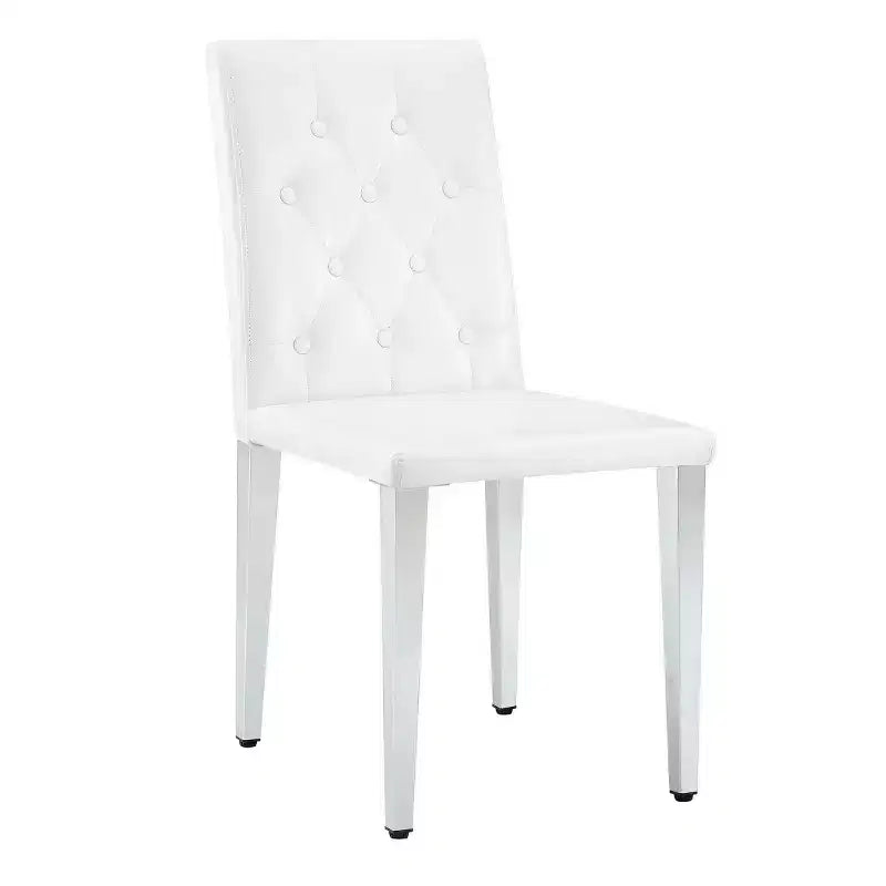 Sedie da Pranzo Moderne Rivestite in PU Set da 2, Gambe in Metallo Argentato, Sedie Lussuose Senza Braccioli per Cucina o Sala da Pranzo-Panipeachy