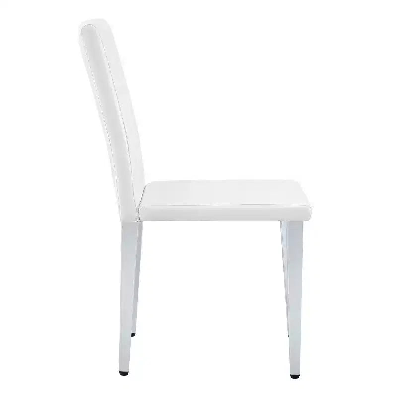 Sedie da Pranzo Moderne Rivestite in PU Set da 2, Gambe in Metallo Argentato, Sedie Lussuose Senza Braccioli per Cucina o Sala da Pranzo-Panipeachy