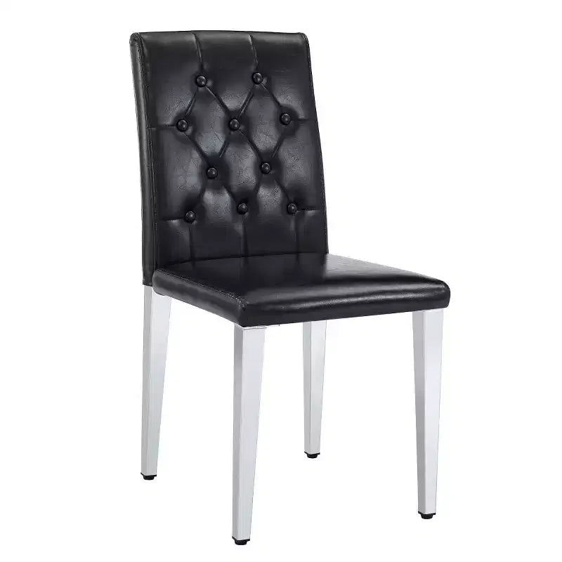 Sedie da Pranzo Moderne Rivestite in PU Set da 2, Gambe in Metallo Argentato, Sedie Lussuose Senza Braccioli per Cucina o Sala da Pranzo-Panipeachy