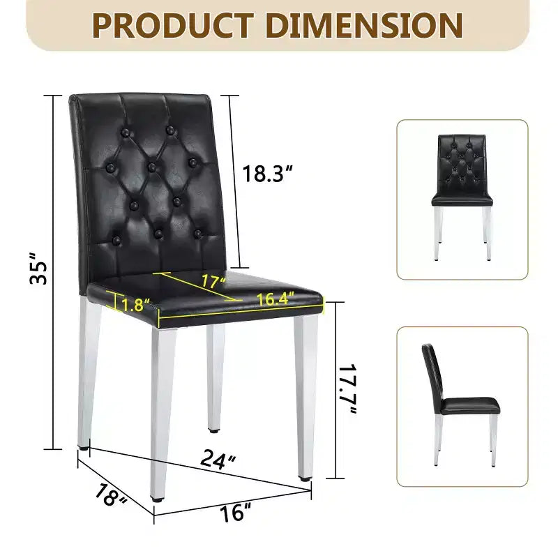 Sedie da Pranzo Moderne Rivestite in PU Set da 2, Gambe in Metallo Argentato, Sedie Lussuose Senza Braccioli per Cucina o Sala da Pranzo-Panipeachy