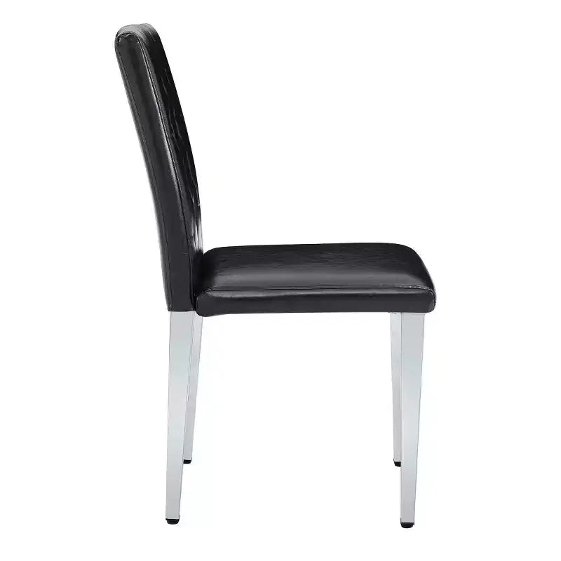 Sedie da Pranzo Moderne Rivestite in PU Set da 2, Gambe in Metallo Argentato, Sedie Lussuose Senza Braccioli per Cucina o Sala da Pranzo-Panipeachy