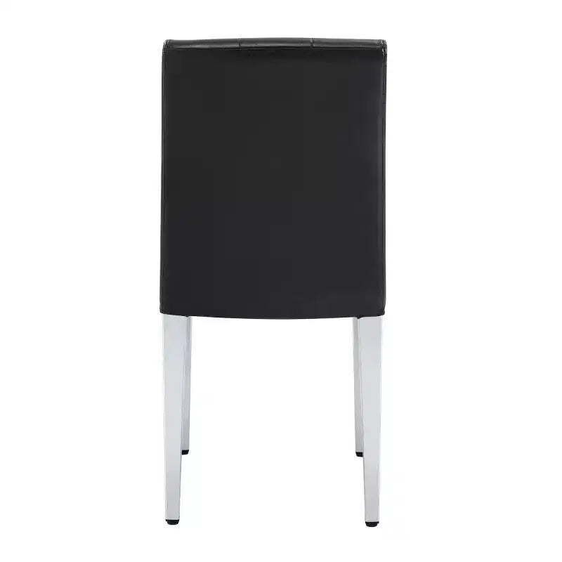 Sedie da Pranzo Moderne Rivestite in PU Set da 2, Gambe in Metallo Argentato, Sedie Lussuose Senza Braccioli per Cucina o Sala da Pranzo-Panipeachy