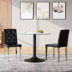 Modern PU Upholstered Dining Chairs Set of 2, Silver Metal Legs, Luxurious Armless Chairs for Kitchen or Dining Room-Panipeachy