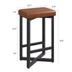 COZONY Lot de 2/4 tabourets de bar sans dossier de 63,5 cm de hauteur de comptoir, siège en cuir PU, cadre en métal