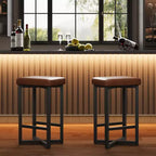 COZONY Lot de 2/4 tabourets de bar sans dossier de 63,5 cm de hauteur de comptoir, siège en cuir PU, cadre en métal