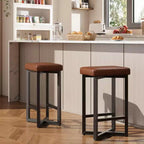COZONY Lot de 2/4 tabourets de bar sans dossier de 63,5 cm de hauteur de comptoir, siège en cuir PU, cadre en métal