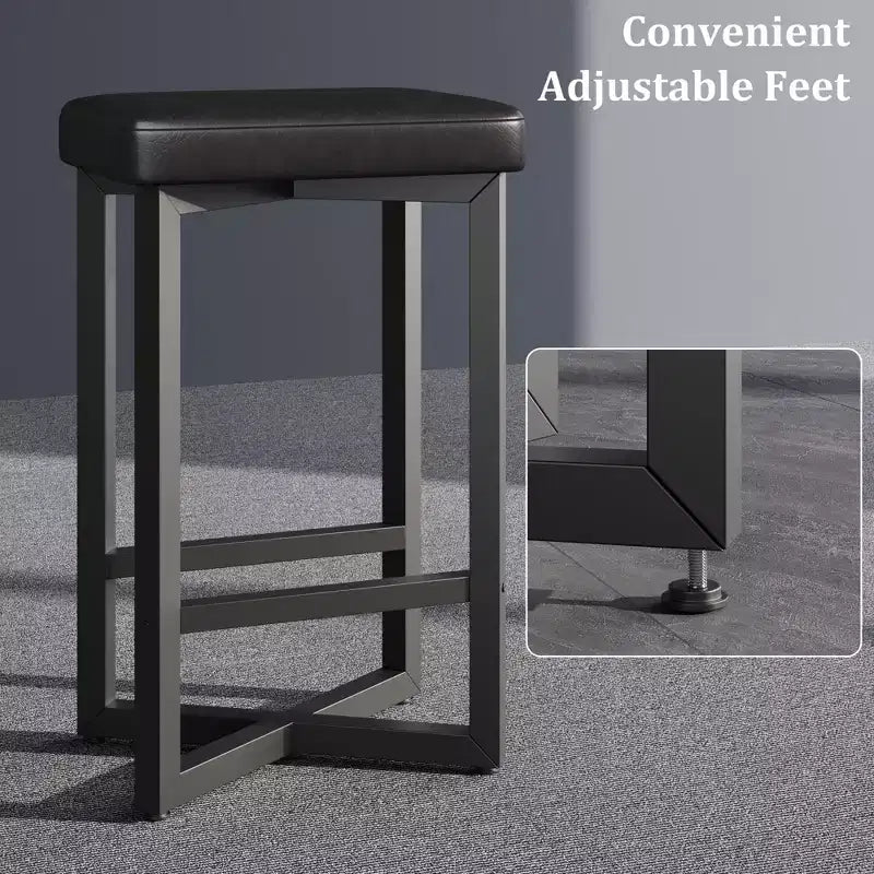 COZONY Lot de 2/4 tabourets de bar sans dossier de 63,5 cm de hauteur de comptoir, siège en cuir PU, cadre en métal