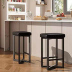 COZONY Lot de 2/4 tabourets de bar sans dossier de 63,5 cm de hauteur de comptoir, siège en cuir PU, cadre en métal