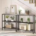 ACOINEL 29.5 Narrow Console Table, 3-Tier Entryway/Sofa Side Table with Storage Shelves, Greige & Black Thin Display Table
