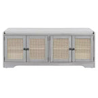 Panca da ingresso rustica in rattan da 47 pollici con contenitore, panca porta scarpe da ingresso con cuscino rimovibile per corridoio o soggiorno-Panipeachy