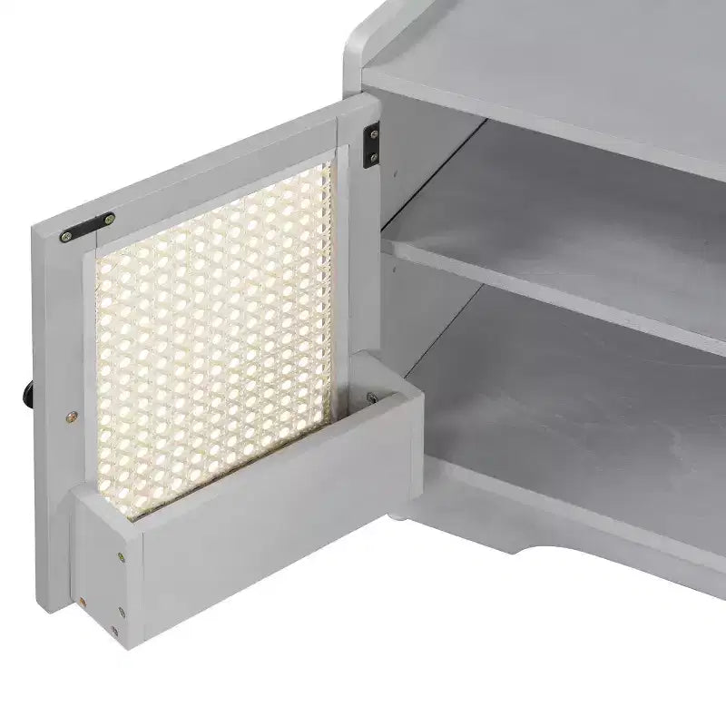 Panca da ingresso rustica in rattan da 47 pollici con contenitore, panca porta scarpe da ingresso con cuscino rimovibile per corridoio o soggiorno-Panipeachy