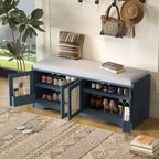 Panca da ingresso rustica in rattan da 47 pollici con contenitore, panca porta scarpe da ingresso con cuscino rimovibile per corridoio o soggiorno-Panipeachy
