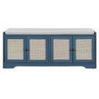 Panca da ingresso rustica in rattan da 47 pollici con contenitore, panca porta scarpe da ingresso con cuscino rimovibile per corridoio o soggiorno-Panipeachy