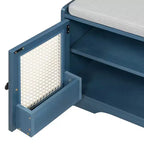 Panca da ingresso rustica in rattan da 47 pollici con contenitore, panca porta scarpe da ingresso con cuscino rimovibile per corridoio o soggiorno-Panipeachy