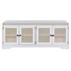Panca da ingresso rustica in rattan da 47 pollici con contenitore, panca porta scarpe da ingresso con cuscino rimovibile per corridoio o soggiorno-Panipeachy