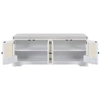 Panca da ingresso rustica in rattan da 47 pollici con contenitore, panca porta scarpe da ingresso con cuscino rimovibile per corridoio o soggiorno-Panipeachy