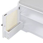 Panca da ingresso rustica in rattan da 47 pollici con contenitore, panca porta scarpe da ingresso con cuscino rimovibile per corridoio o soggiorno-Panipeachy