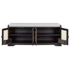 Panca da ingresso rustica in rattan da 47 pollici con contenitore, panca porta scarpe da ingresso con cuscino rimovibile per corridoio o soggiorno-Panipeachy