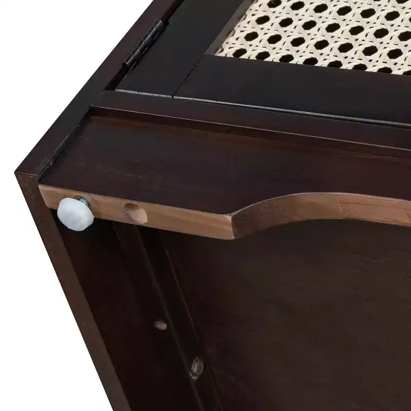 Panca da ingresso rustica in rattan da 47 pollici con contenitore, panca porta scarpe da ingresso con cuscino rimovibile per corridoio o soggiorno-Panipeachy