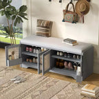 Panca da ingresso rustica in rattan da 47 pollici con contenitore, panca porta scarpe da ingresso con cuscino rimovibile per corridoio o soggiorno-Panipeachy