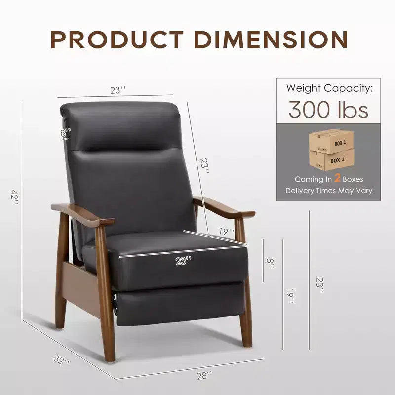 Fauteuil inclinable Ora Maison Push Back - Fauteuil en cuir réglable avec repose-pieds pour salon et chambre à coucher