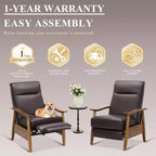 Poltrona Reclinabile Ora Maison Push Back, Regolabile in Pelle con Poggiapiedi per Soggiorno e Camera da Letto