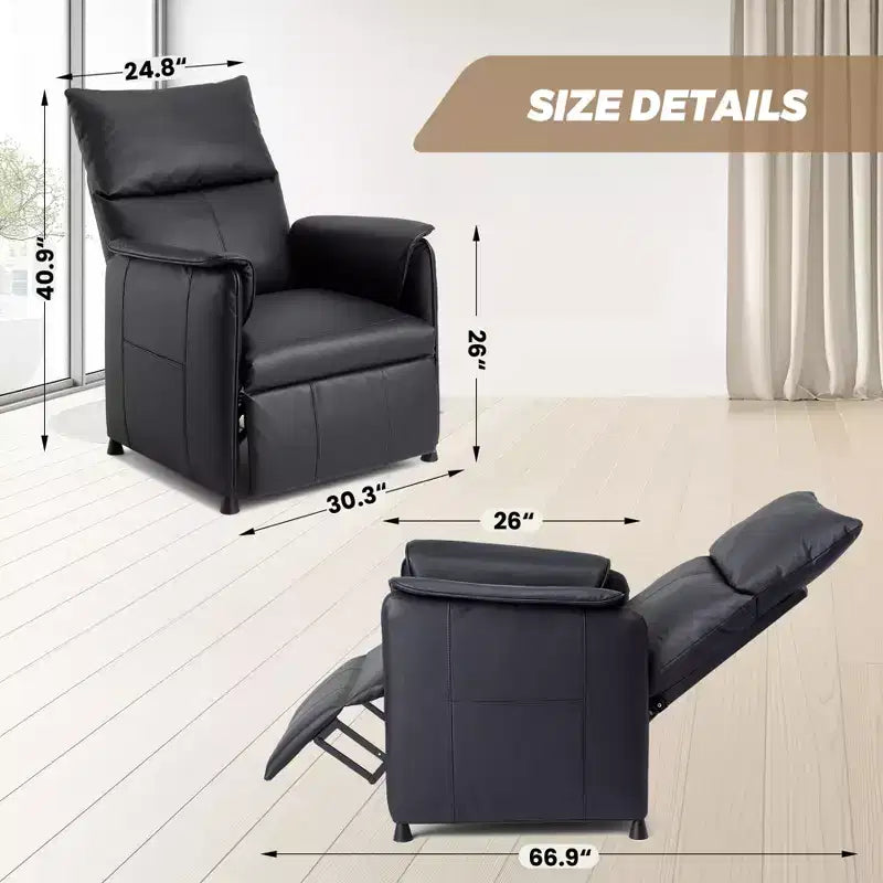 Fauteuil inclinable électrique avec fonction de chauffage et de massage, inclinable simple réglable en cuir PU, siège de cinéma et fauteuil pour salon/bureau
