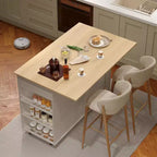 47.2 Isola mobile da cucina con piano d'appoggio ribaltabile, stazione di ricarica, carrello da cucina su ruote con ripiani estraibili, cassetti, portariviste
