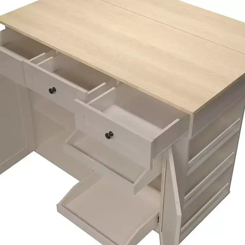 47.2 Isola mobile da cucina con piano d'appoggio ribaltabile, stazione di ricarica, carrello da cucina su ruote con ripiani estraibili, cassetti, portariviste