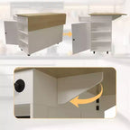 47.2 Isola mobile da cucina con piano d'appoggio ribaltabile, stazione di ricarica, carrello da cucina su ruote con ripiani estraibili, cassetti, portariviste