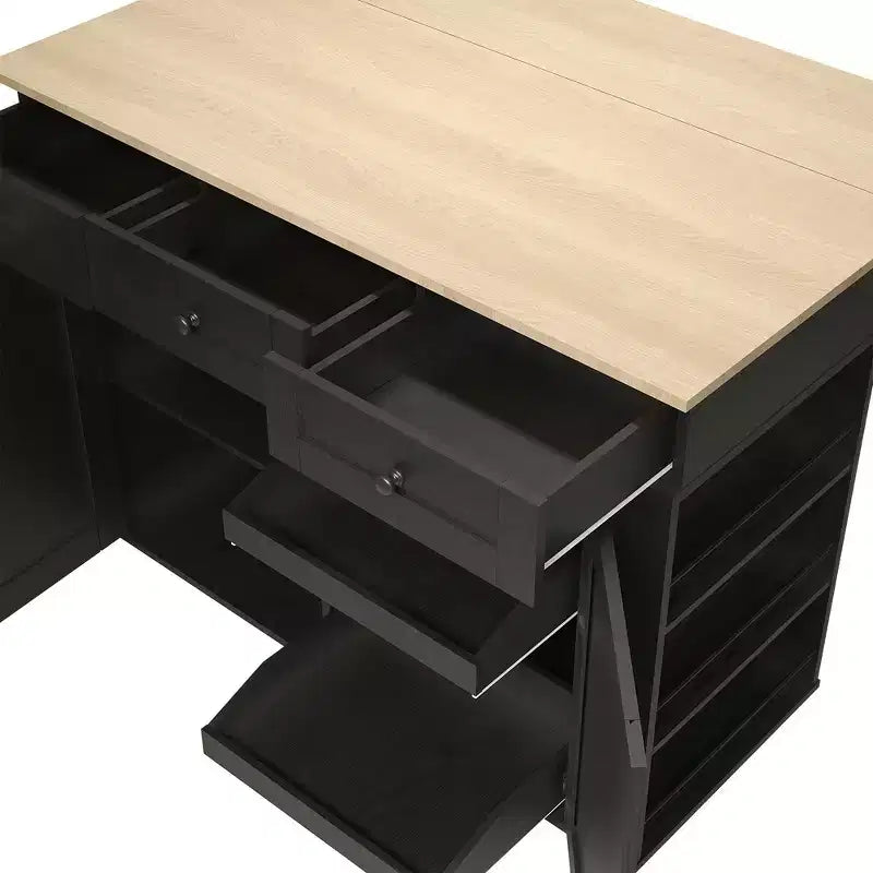 47.2 Isola mobile da cucina con piano d'appoggio ribaltabile, stazione di ricarica, carrello da cucina su ruote con ripiani estraibili, cassetti, portariviste