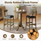 Costway Tavolo da bar rotondo da 30 con struttura in legno di gomma, elegante base a piedistallo per sala da pranzo espresso/rovere grigio