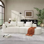 116-Inch Modern Curved Sectional Sofa with High-Density Sponge, Pearl Upholstery, for Lounge