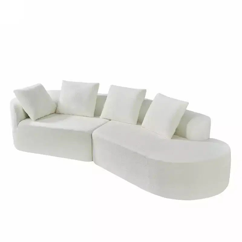 Canapé d'angle moderne incurvé de 295 cm avec éponge haute densité, revêtement perle, pour salon