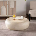 Round MgO Coffee Table with Faux Stone Design for Mid-Century Living Rooms