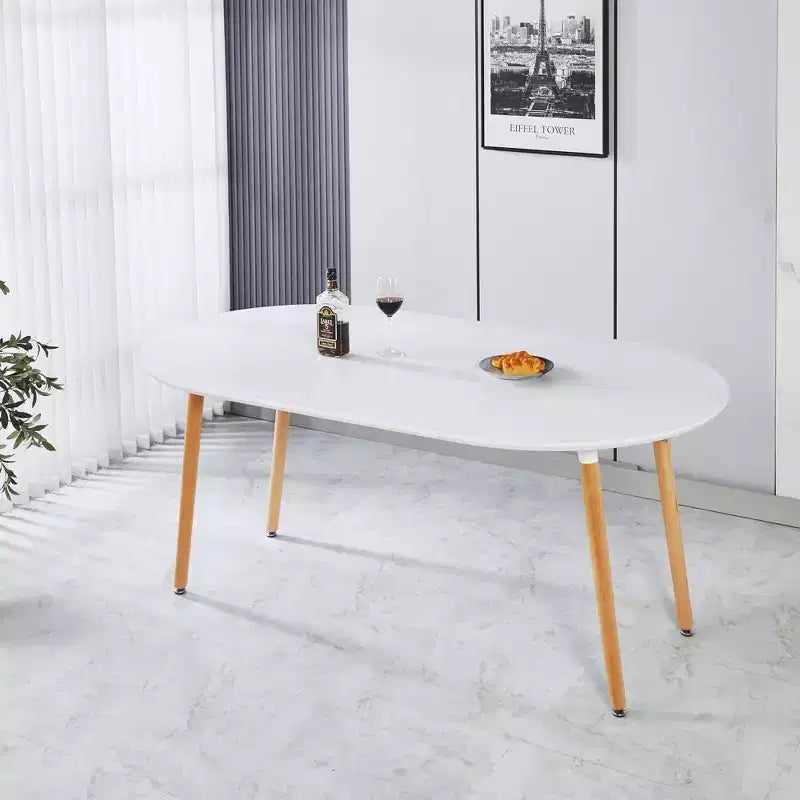 Extensible Dining Table with Wood Leg and MDF Top, 100/140/180x100x75cm, for Dining Room, Office, or Coffee Table