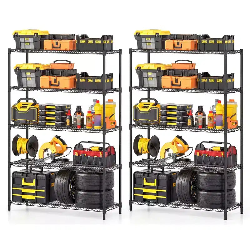 Gymax 2PCS 5-Tier Heavy-Duty Adjustable Utility Shelf 4000 LBS Storage Organizer for Home