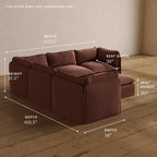 Divano angolare componibile a 5 posti Anabei lavabile con pouf | Seduta Deluxe+ e cuscino Cloud