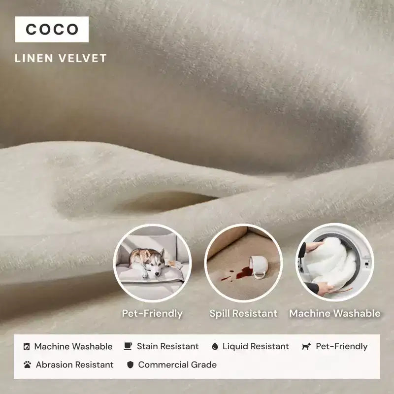 Divano angolare componibile a 5 posti Anabei lavabile con pouf | Seduta Deluxe+ e cuscino Cloud