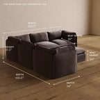 Divano angolare componibile a 5 posti Anabei lavabile con pouf | Seduta Deluxe+ e cuscino Cloud