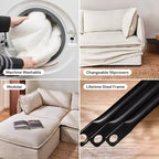 Divano angolare componibile a 5 posti Anabei lavabile con pouf | Seduta Deluxe+ e cuscino Cloud