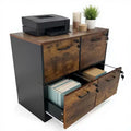 4 Drawer File Cabinet with Lock, Printer Stand, Wood Filing Cabinets for Home Office, Storage Organizer with Adjustable Hanging Rail