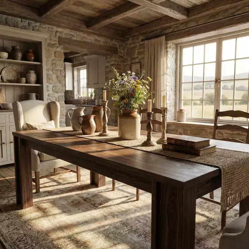 71 Longue table à manger pour 4 à 6 personnes, table de salle à manger/cuisine de style ferme avec cadre épais et robuste, rectangulaire, pour cuisine, appartement, dîner