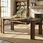 Tavolo da pranzo lungo 71, per 4-6 persone, tavolo da cucina in legno stile rustico con struttura robusta e spessa, rettangolare, per cucina, appartamento, cena