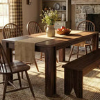Tavolo da pranzo lungo 71, per 4-6 persone, tavolo da cucina in legno stile rustico con struttura robusta e spessa, rettangolare, per cucina, appartamento, cena