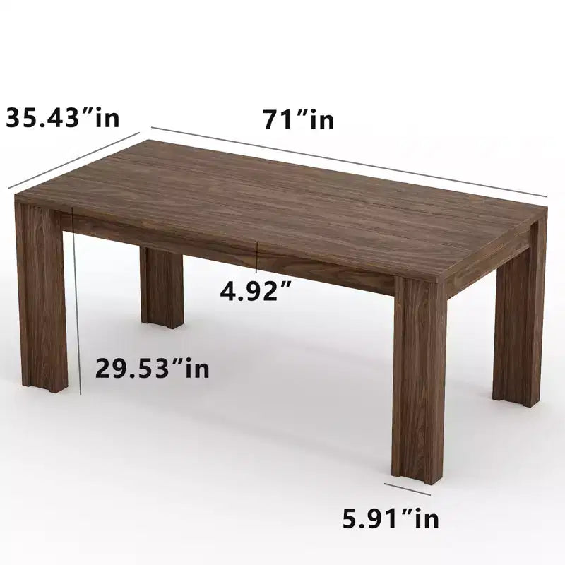 71 Longue table à manger pour 4 à 6 personnes, table de salle à manger/cuisine de style ferme avec cadre épais et robuste, rectangulaire, pour cuisine, appartement, dîner