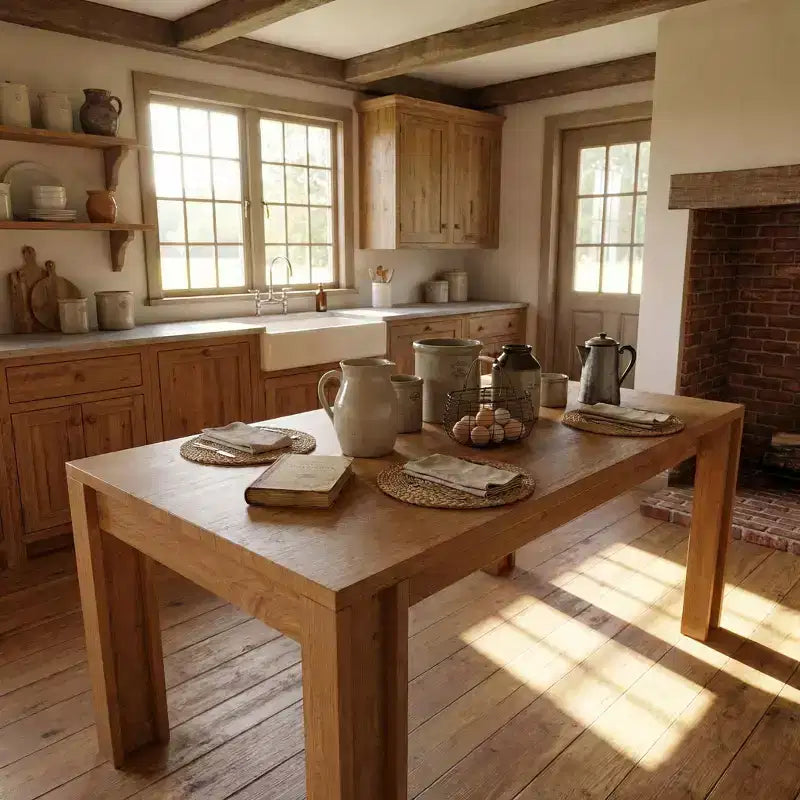 71 Long Dining Table for 4-6, Farmhouse Wood Kitchen Dining Room Table w/Thickened Sturdy Frame, Rectangular, for Kitchen, Apartment, Dinner